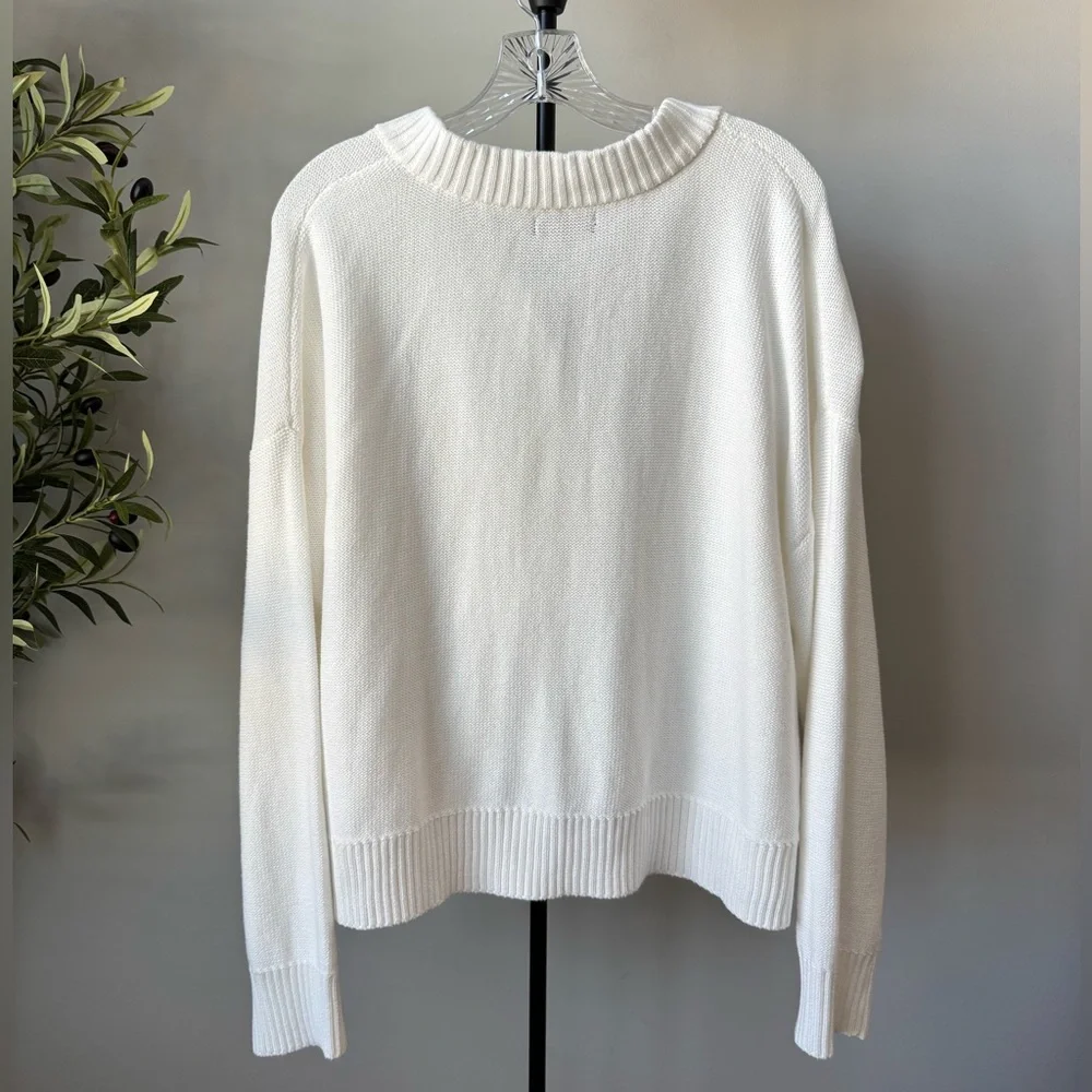 Quince 100% Organic Cotton Cropped Cardigan Ivory XL - Picture 5 of 8